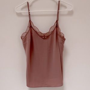 NWT Abercrombie & Fitch Lace Trim Cami in Dusty Rose